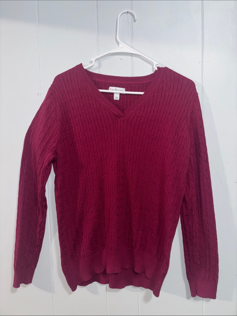 Kim Rogers Women's V-Neck Cable Knit Sweater
